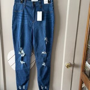 Encore Jeans Dark Blue Distressed Skinny Jeans